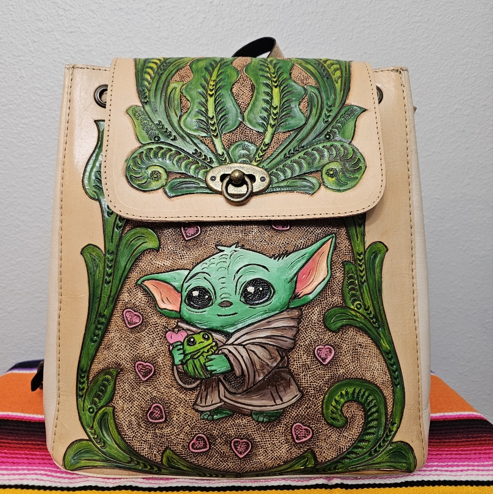 Handcrafted Baby Yoda Backpack - Artesania Mexicana - Real Leather